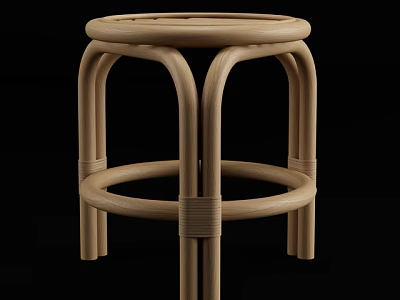 Scandinavian Single Chair Featuring Curved Wooden Legs And Woven Seat Design 3d model