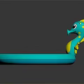 Commercial Blue Inflatable Pool Equipment With Yellow Seahorse Decoration For Kids Play Zones