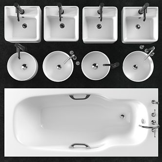 Modern wash basin counter basin round basin square basin bathtub combination 3d model