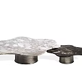 Flower Shaped Coffee Tables With Marble Top And Metal Base In White Black