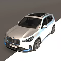 Modern Silver BMW SUV With Black Roof And Blue Accents Exterior Design
