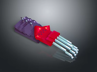 Purple Red Character Creature With Glowing Eyes And White Tentacles Pixelated 3D Model Design 3d model