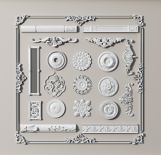 European-style carved lines 3d model