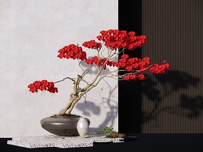 Azalea Shaped Rhododendron Shrub Potted Plant Ornaments model