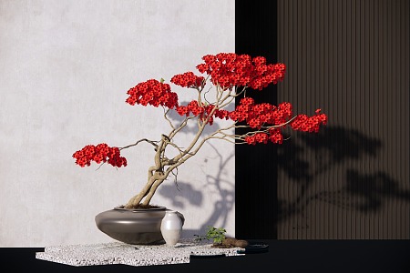 Azalea Shaped Rhododendron Shrub Potted Plant Ornaments 3d model