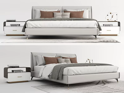modern double bedside table carpet 3d model