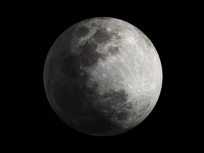 High Resolution Lunar Surface Image Of Moon With Craters In Cosmic Space 3d model