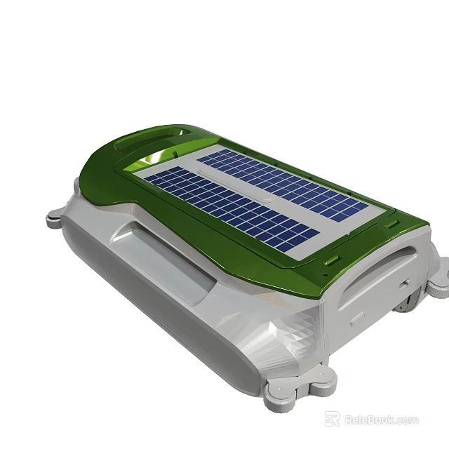Solar Street Light With Green Top And Solar Panel On White Body 3d model 