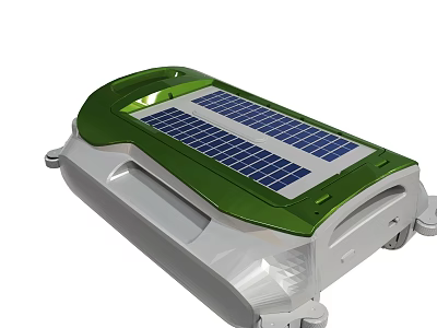 Solar Street Light With Green Top And Solar Panel On White Body 3d model