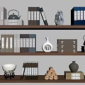 New Chinese-style Ornaments Combination Book Ornaments Combination 3d model