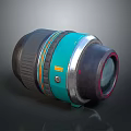 Professional Camera Lens With Teal Silver Black Design And Adjustable Ring For Photography