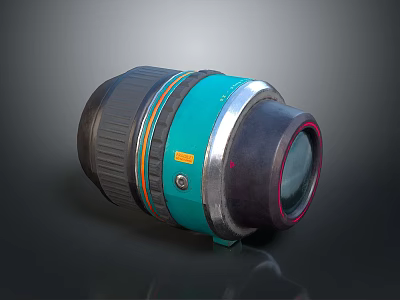 Professional Camera Lens With Teal Silver Black Design And Adjustable Ring For Photography 3d model