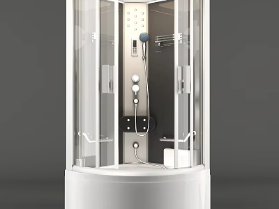 Modern Shower Sauna Enclosure With Transparent Glass Control Panel And Shower Head 3d model