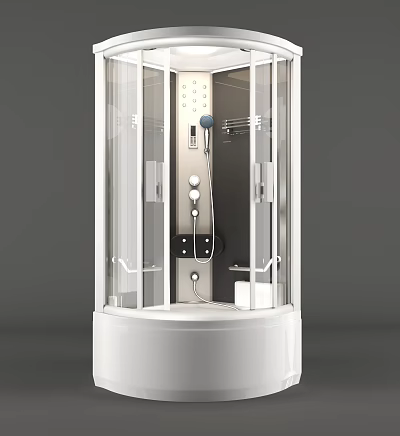 Modern Shower Sauna Enclosure With Transparent Glass Control Panel And Shower Head 3d model