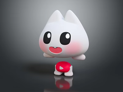 Cute Happy Cartoon Headphones Speaker With Red Play Button And Fun Design 3d model