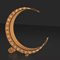 Golden Decorative Letter C With Intricate Ornate Patterns On Black Background 3d model