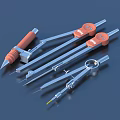 Precision Drawing Compasses and Tools Set with Metal Construction and Orange Adjusters 3d model