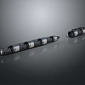 Black And Silver Cylindrical Household Items With Striped Design For Daily Use