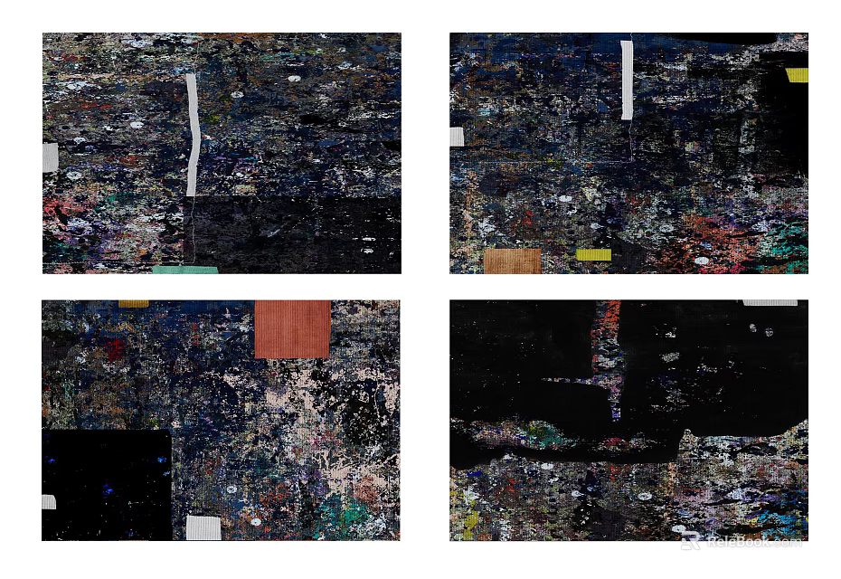 Various Square Rugs With Abstract Colorful Patterns And Textured Designs 3d model