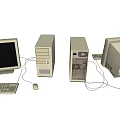Vintage Computer Setup With Monitor Desktop Tower Keyboard And Mouse Multiple Angles Views 3d model