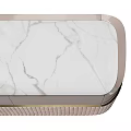 Modern Elegant TV Stand Design With Marble Top Metal Frame And Upholstered Panels