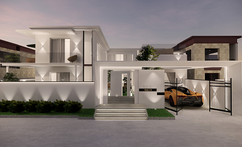 Modern single-family villa Minimalist single-family villa 3d model