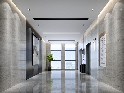 modern elevator hall 3d model