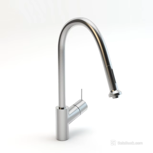 Modern Stainless Steel Kitchen Faucet With Curved Spout And Single Handle 3d model 