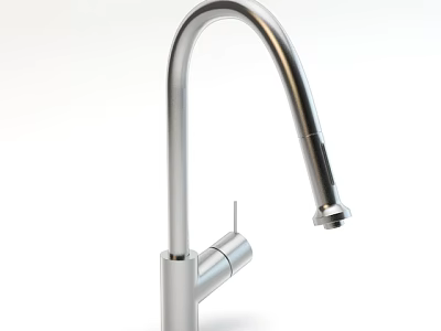 Modern Stainless Steel Kitchen Faucet With Curved Spout And Single Handle 3d model