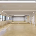 Spacious Dance Studio With Wooden Floor Large Windows And Ballet Barres For Fitness Training
