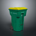 Green Trash Can With Yellow Lid Wheel And Los Angeles Label