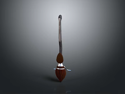 Household Cleaning Brush With Brown Bristles And Metal Handle Design 3d model