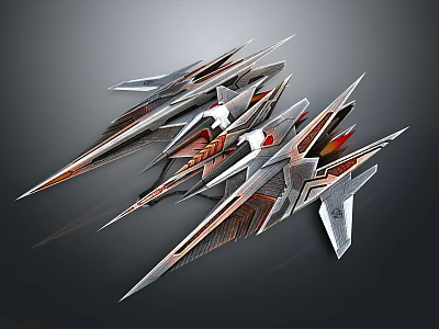 Futuristic Water Vehicles With Sleek Metallic Body And Sharp Aerodynamic Design 3d model