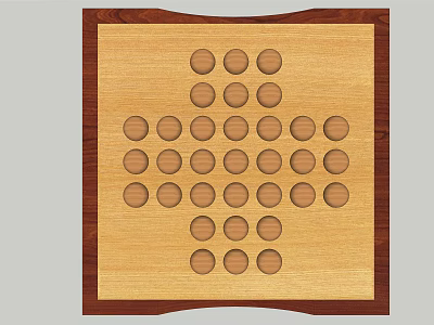 Wooden Board Game Entertainment Surface With Circular Holes Arranged In Classic Design 3d model