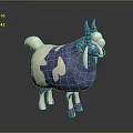 Cute Blue And White Cartoon Sheep With Blue Horns And Plump Body