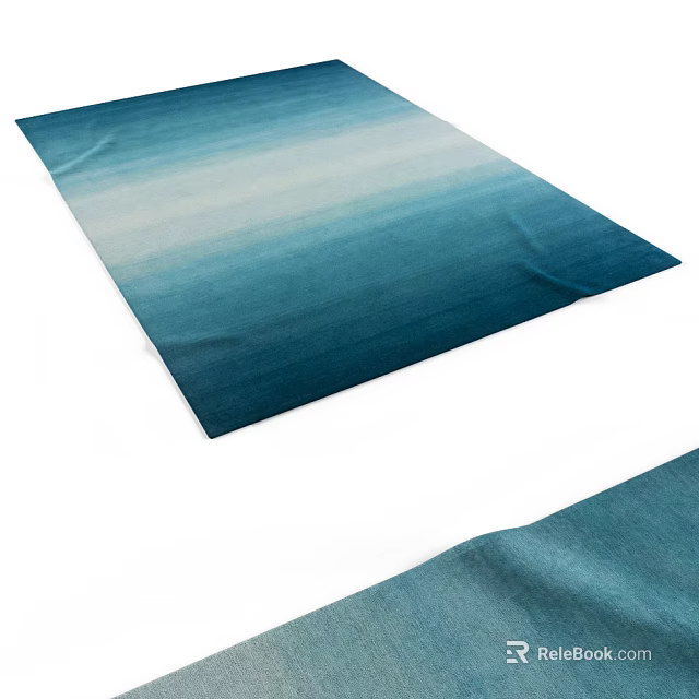Blue And White Gradient Square Carpet With Soft Texture Modern Design 3d model