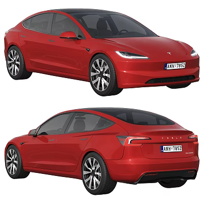 Red Sedan Modern Exterior Design With Front And Rear View And Alloy Wheels 3d model