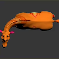 Orange and Red Giraffe with Flame Patterns in Vibrant Artistic Design