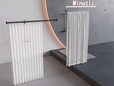 Minotli White Vertical Curtains Modern Interior Home Decor Design With Sheer Fabric 3d model