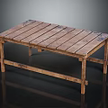 Rustic Vintage Wooden Table With Plank Top Natural Grain And Sturdy Legs For Home Use