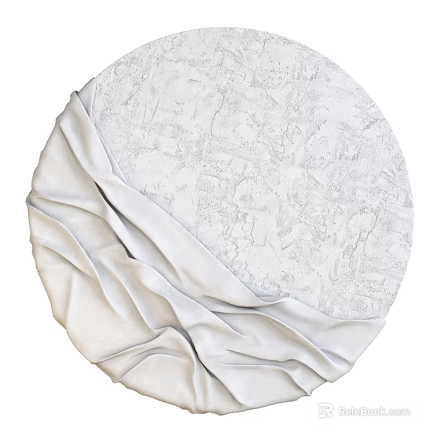 Elegant Round Framed Art With Textured Surface And Soft Draped Fabric 3d model