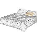 Kids Bed with Beige Polka Dot Bedding and Soft Pillows Simple Design 3d model