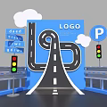 Check in Photo Spot Featuring Road Map LOGO Traffic Lights And Parking Sign