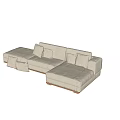 Modern Beige Sectional Sofa with Plush Cushions Marble Floor and Large Windows 3d model