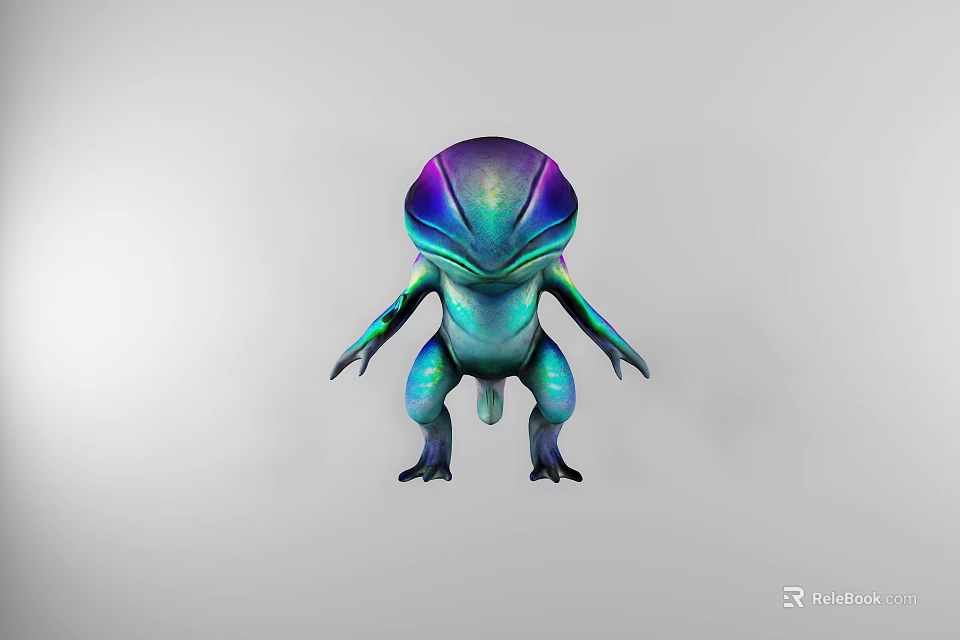 Vibrant Blue Purple Gradient Mythical Game Fantasy Creature Character 3d model 