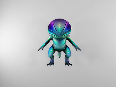 Vibrant Blue Purple Gradient Mythical Game Fantasy Creature Character 3d model