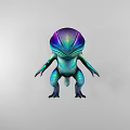 Vibrant Blue Purple Gradient Mythical Game Fantasy Creature Character 3d model