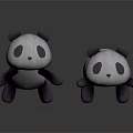 Cute 3D Panda Plush Toys With Black Ears And White Bodies On White Surface
