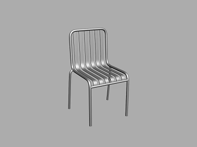 Modern Metal Leisure Chair With Sleek Silver Frame And Striped Seat Design 3d model
