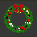 Green Christmas Wreath Plant Decorated With Red Bow Pine Cones And Ornaments